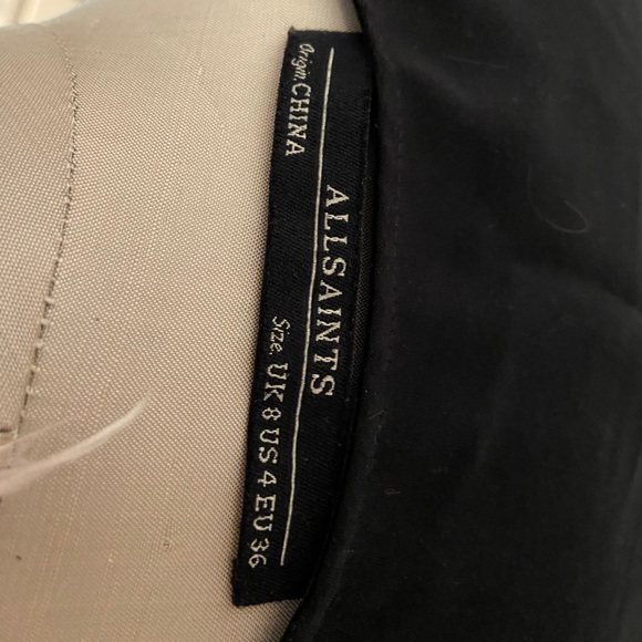 AllSaints Silk Zipper Arm Lace Black Tank Top - Picture 5 of 5